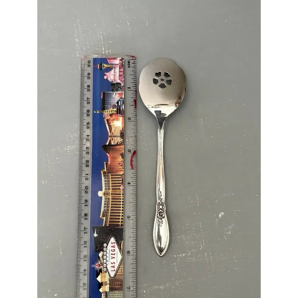Oneida Community Spring Rose Pierced Sugar Spoon Stainless Betty Crocker